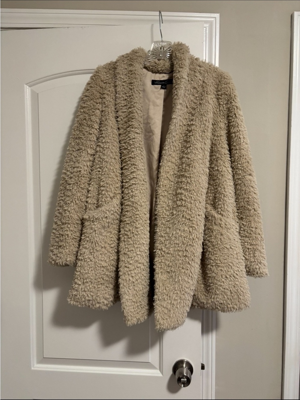 Kenneth Cole, NWOT Cozy Teddy Faux-Shearling Coat - Beige, Size Small